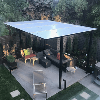 Twinwall pergola installed in a backyard