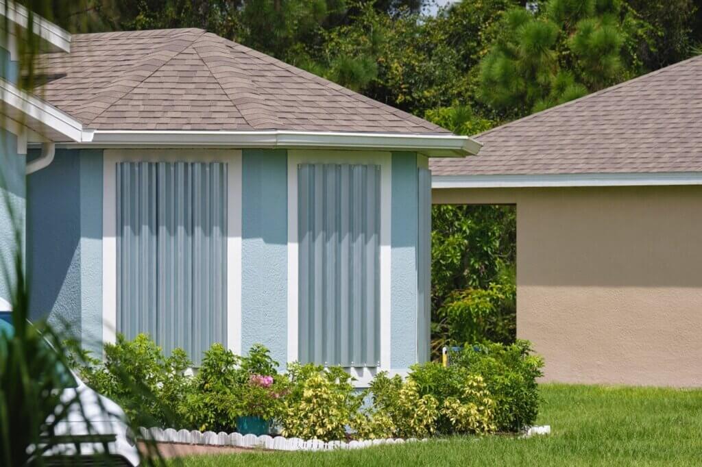 Hurricane storm panels on a home